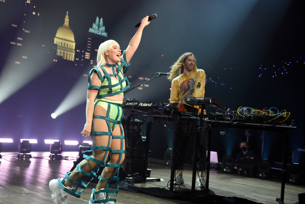 Sylvan Esso performing live on stage